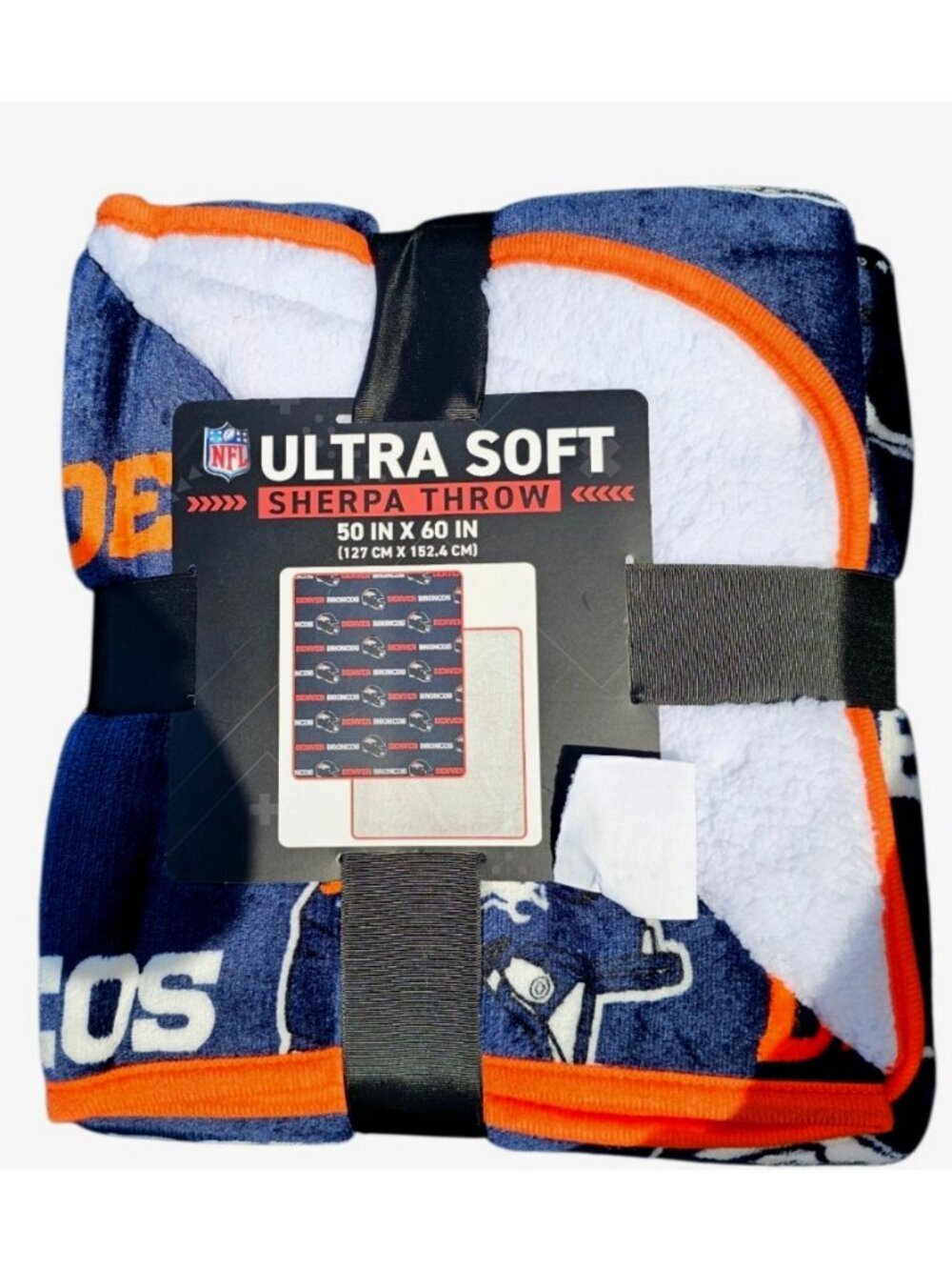 Denver Broncos Sherpa Throw Blanket Ultra Supersoft 60"x50" 100% Poly New NFL